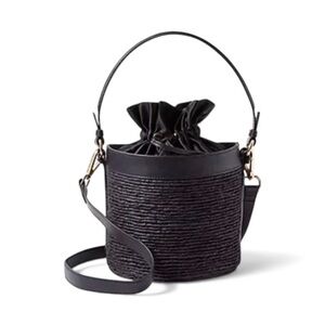EUC Ann Taylor Straw Bucket Bag Available In Black